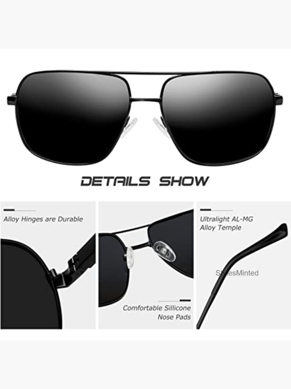 Military Style Aviation Sunglasses Polarized UV400 for Men Women Vintage - Picture 4 of 7
